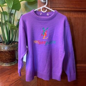 Vintage YSL Yves Saint Laurent Purple Sweater logo